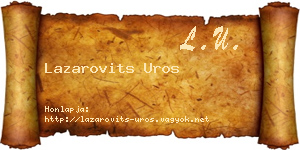 Lazarovits Uros névjegykártya